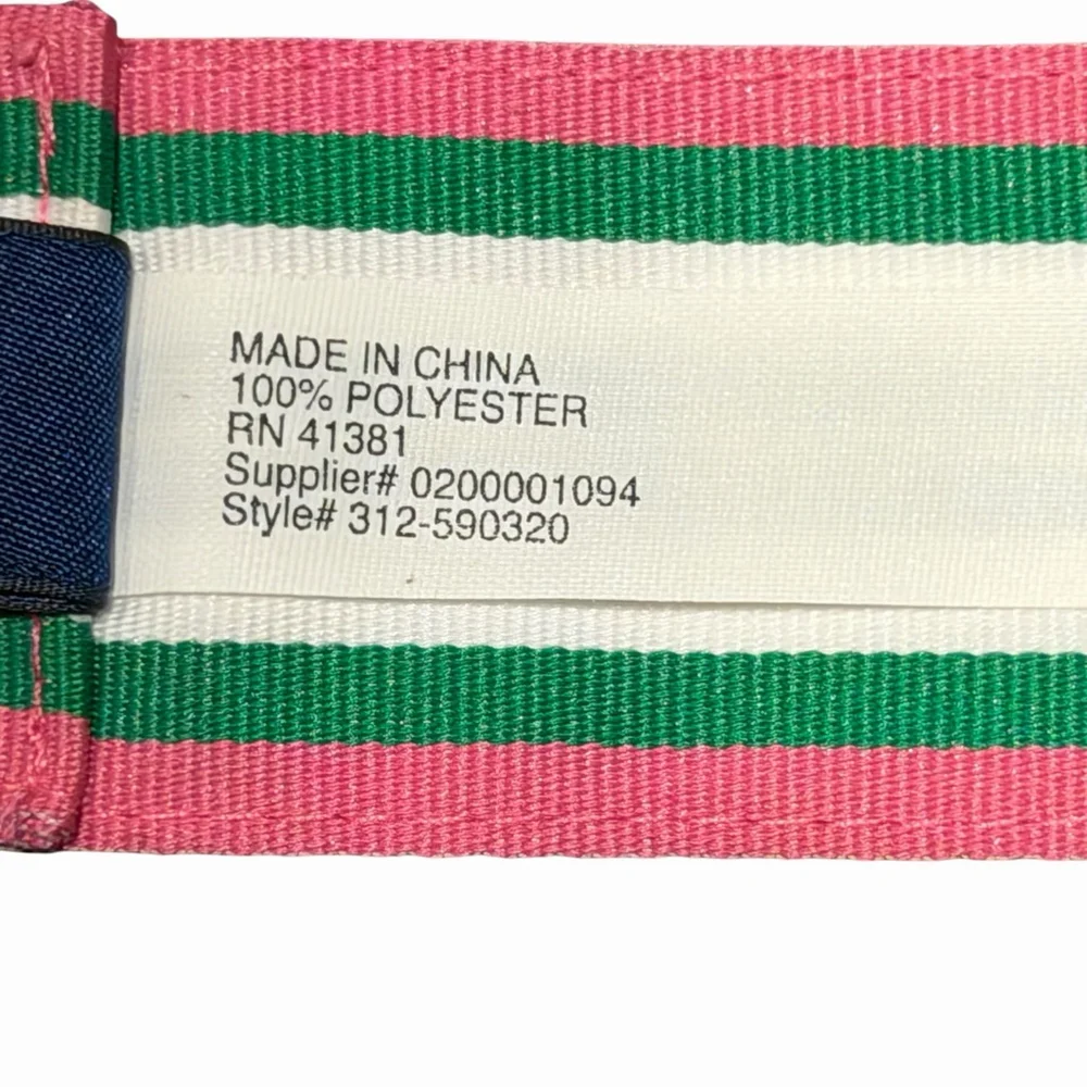 Polo Ralph Lauren Girls Size 6X Striped Web Belt Pink Green Navy Preppy D Ring